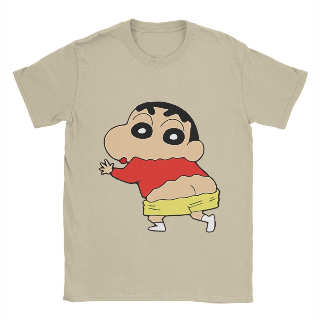 Crayon Shin-chan  T-Shirt Summer  100 Cotton T Shirts For Men Leisure Casual Tshirt Short Sleeve Aesthetic Clothes