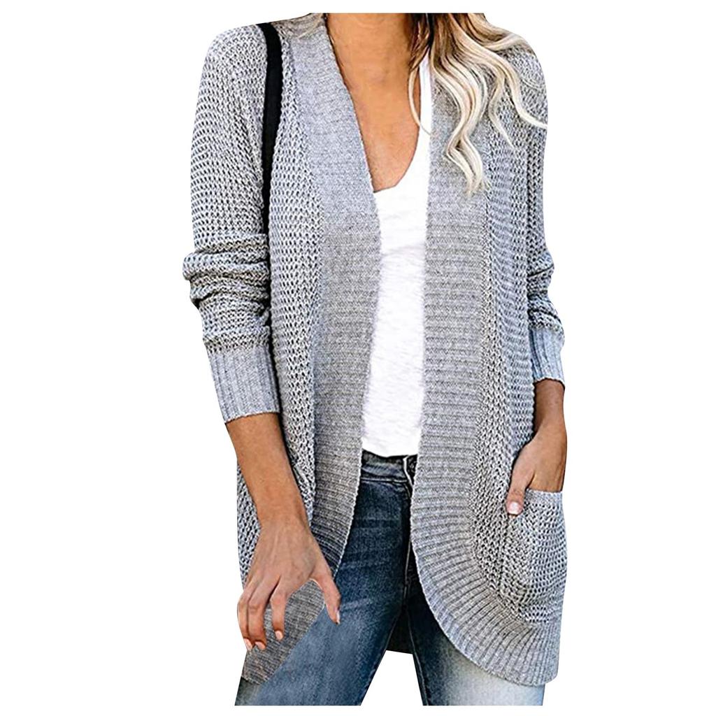 Dámský ležérní svetr jednobarevný Dámský svetr s dlouhým rukávem střední délky