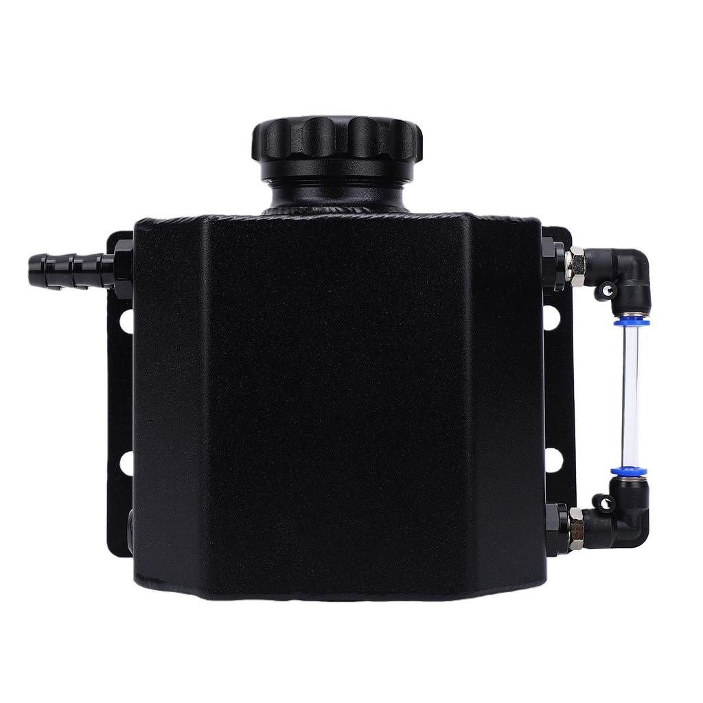 Coolant Overflow Tank Aluminum Alloy Universal 1L Reservoir Expansion Tank Black