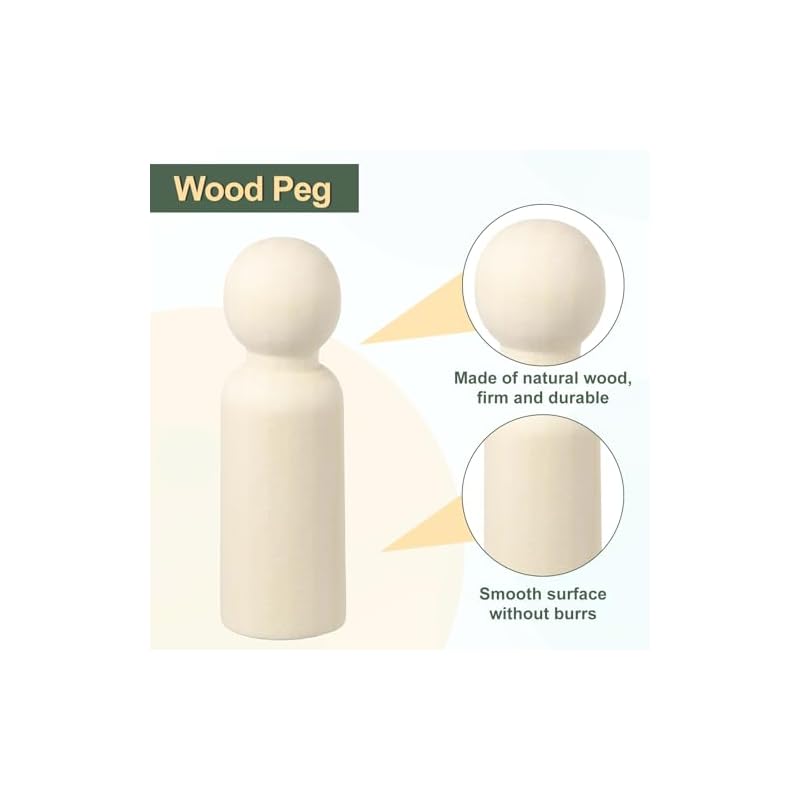 uxcell Wooden Peg Dolls (2-Pack), 3.5-inch Boy Shape, Unpainted, for Crafts, DIY, Art & Painting.