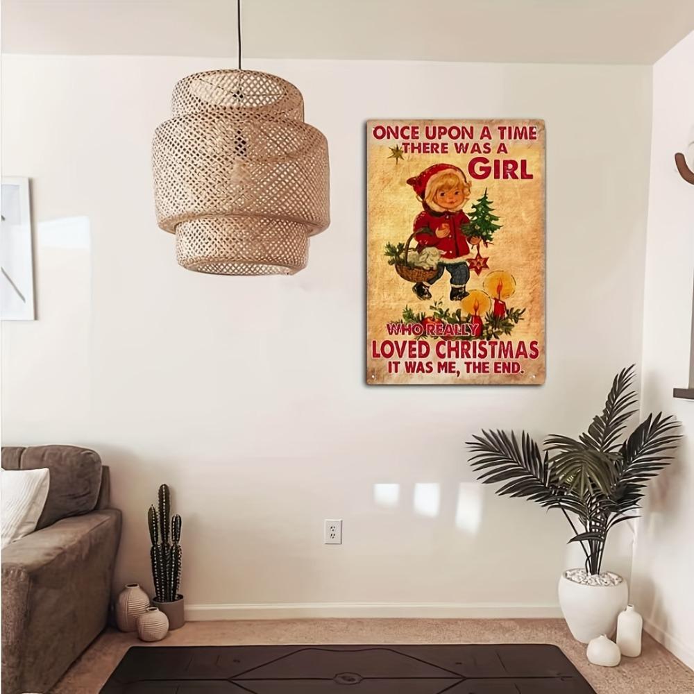 Roboken Vintage Metal Sign Once Upon a Time There Was a Girl Who Really Loved Christmas, Christmas Sign, Santa Claus Sign