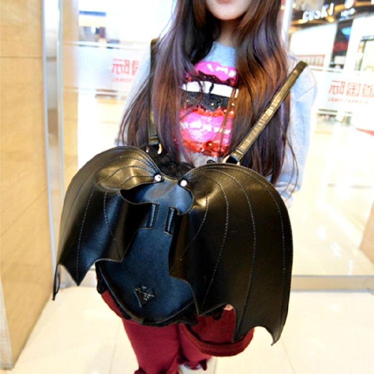 Zaino in Pizzo Trendy ad Ali di Pipistrello Rucksack in PU Daypack Gotico per Shopping e Appuntamenti