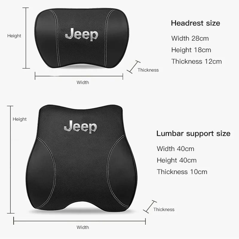 Per Auto Jeep Supporto Lombare Cuscino Vita in Pelle per Poggiatesta Sedile Per Jeep Grand Cherokee Wrangler JK Gladiator Compass Rene