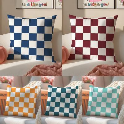 Artistic Chess Board Style Elegant Pillow Case Comfort Sofa Bed Silky Elegant Invisible Zipper Decorative Cushion Cover