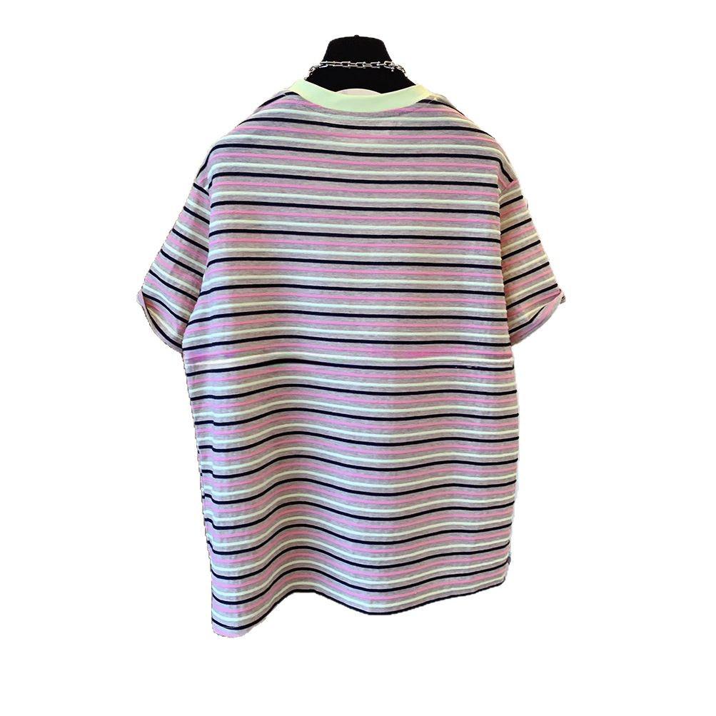 European Plus Size Striped Short Sleeve T-shirt for Women - Versatile Summer Loose Top