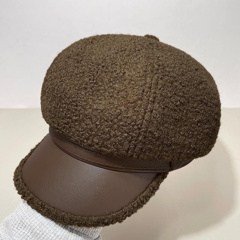 Retro Versatile Woolen Beret Showing Face Ducktongue Octagonal Hat Children'S Warm Windproof Newsboy Hat