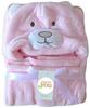 CREDIBLE Baby/Toddler Animal Bathrobe Poncho and Baby Bib Set (6 pieces) with Original Merchandise (Bear, Pink) BM0217A