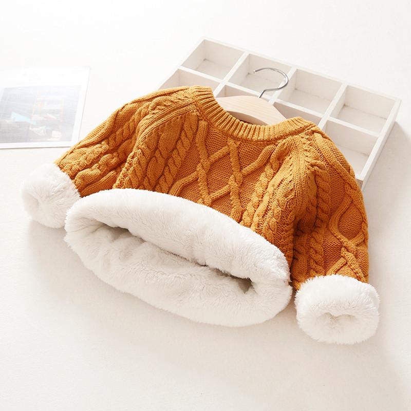 Kids Boys Girls Sweater Winter Thick Warm Kids Add Wool Baby Boy Girls Sweater Spring Long Sleeve Knitwear Tops Clothes