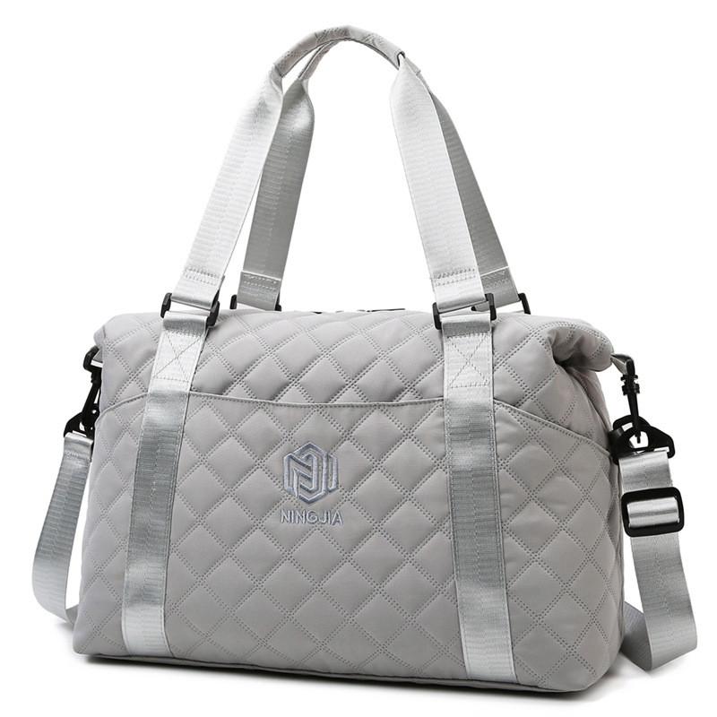 Ielgy Ladies Gym Bag Fashion Portable Travel Storage Bag Diamond Oxford Cloth Lightweight Dry Wet Separation Travel Duffel Bag