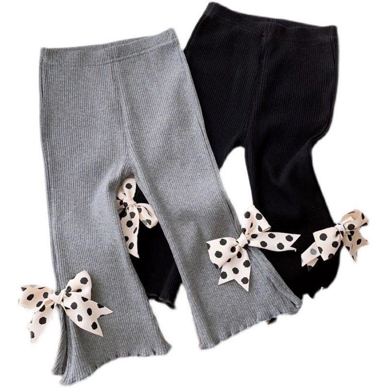 Girls' Cute Bow Flare Cropped Pants - Versatile & Comfortable for Spring/Summer