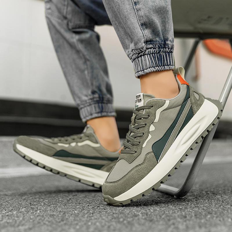 High quality leather Internet celebrity explosion platform men's shoes new mesh breathable sports casual shoes men's Forrest Gump tide shoes