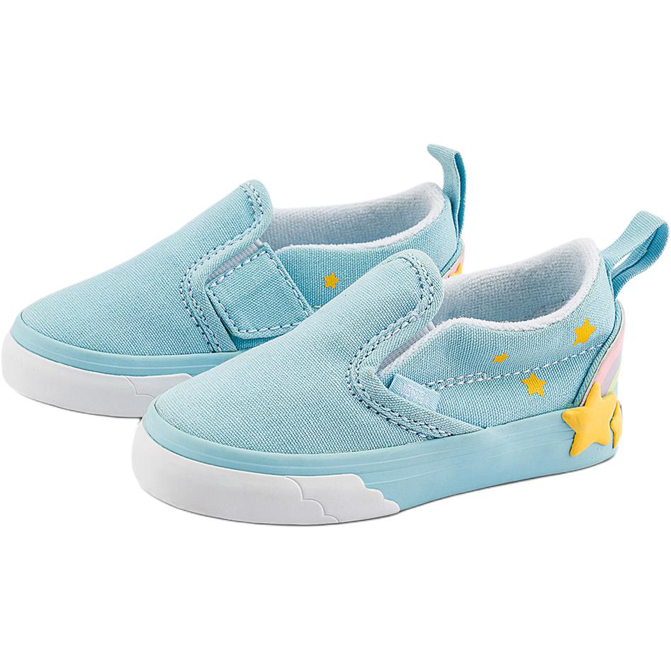 Vans Slip-On V Star Classics Comfortable Versatile Low-Top Walking Shoes Baby Sneaker Blue VN000D4FBER