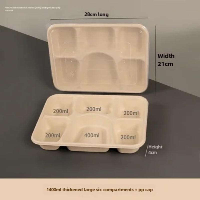 Caja de embalaje desechable para entrega dividida, 10 unidades, gran capacidad, papel de cuadrícula múltiple, cajas para el almuerzo, respetuosas con el medio ambiente, para microondas