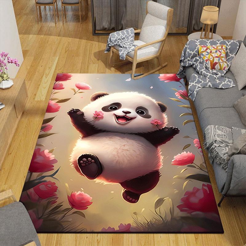 1pc Happy panda Design Area Rug - Soft, Anti-Slip, and Durable Gaming Room Decor for Bedroom