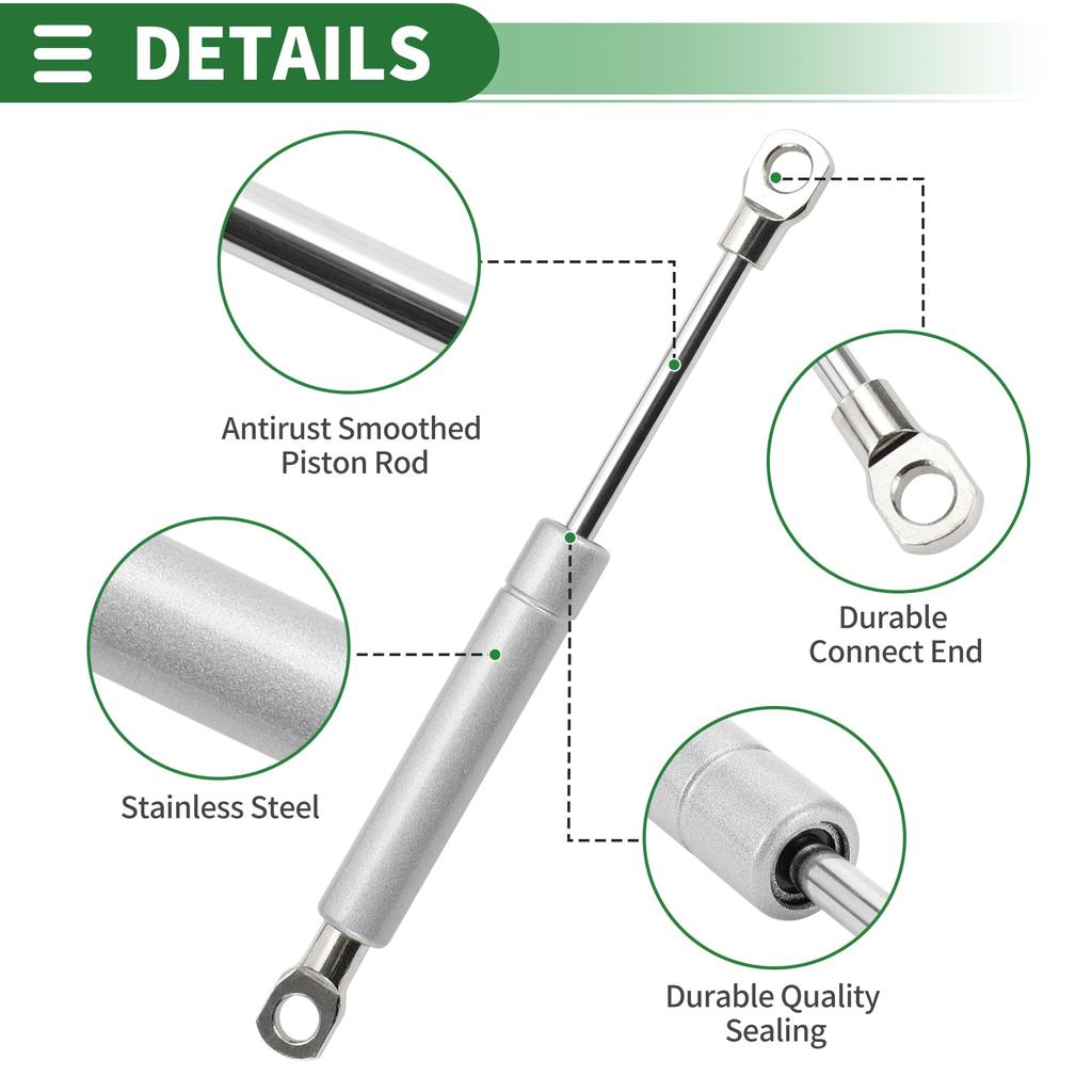 Motoforti Universal Lift Support Strut Gas Springs, 7 Inch/180mm, 35lb/160N/16kg, Metal Silver Tone, 2 Pieces