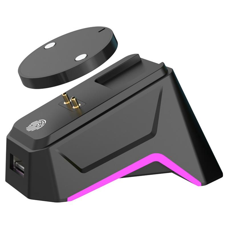 Wireless Mouse Magnetic Charging Base with Breathing Light Effect for Razer or Logitech GPW4 Second Generation Black