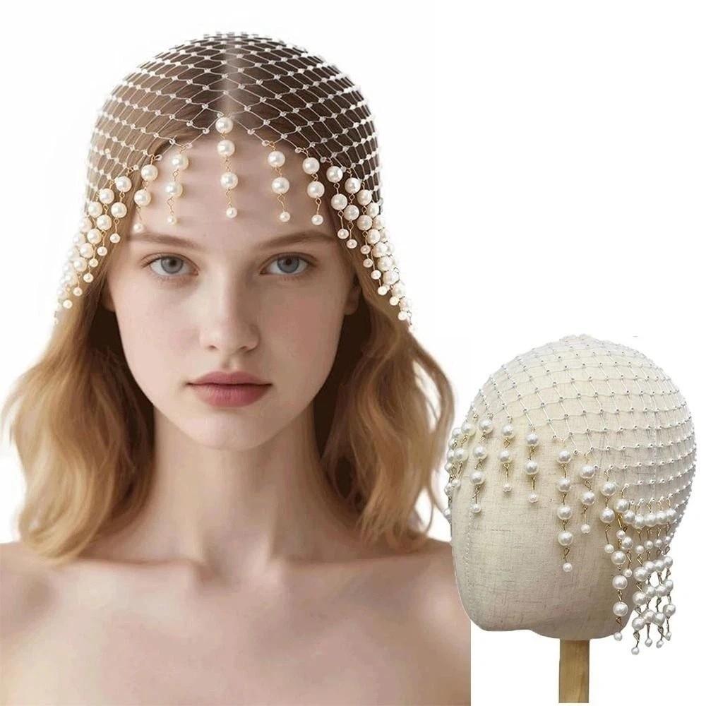 Hohles Perlenquasten-Haarhut Perlenquasten Luxus-Kopfbedeckungen Brautaccessoires