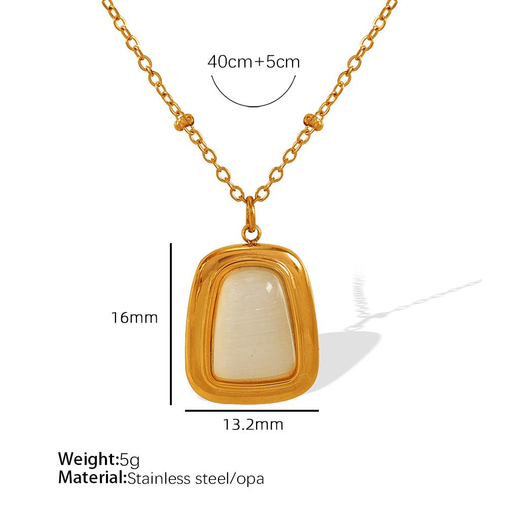 European and American simple opal pendant necklace earrings women's jewelry set gold-plated 18k