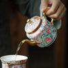 1 Stück Emaille-Teekanne im chinesischen Stil, Chinoiserie, Keramik, verbrühungshemmender Teebereiter, Haushalts-Kungfu-Teeservice mit Filter, große Kapazität