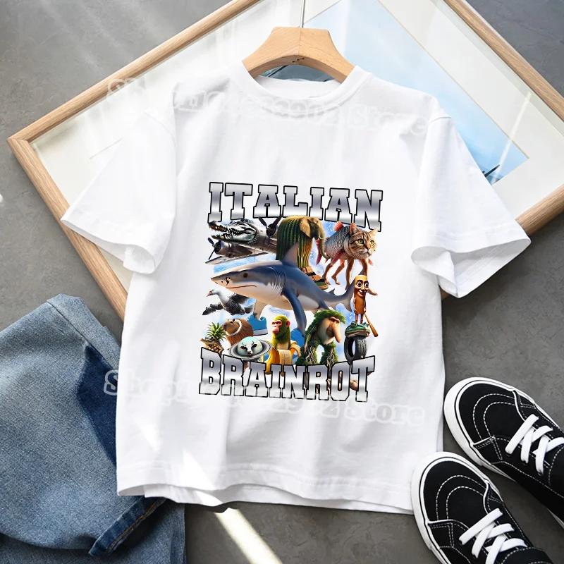 Italian Brainrot Kids Clothes Boys Girls T-shirts Tung Tungtung Sahur Cotton Tee Telala Funny Shark Summer Child Tops Party Gift