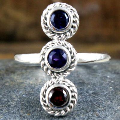 Anello con tre pietre, gioielli fatti a mano, argento sterling 925, anello in argento, gioielli con pietre preziose