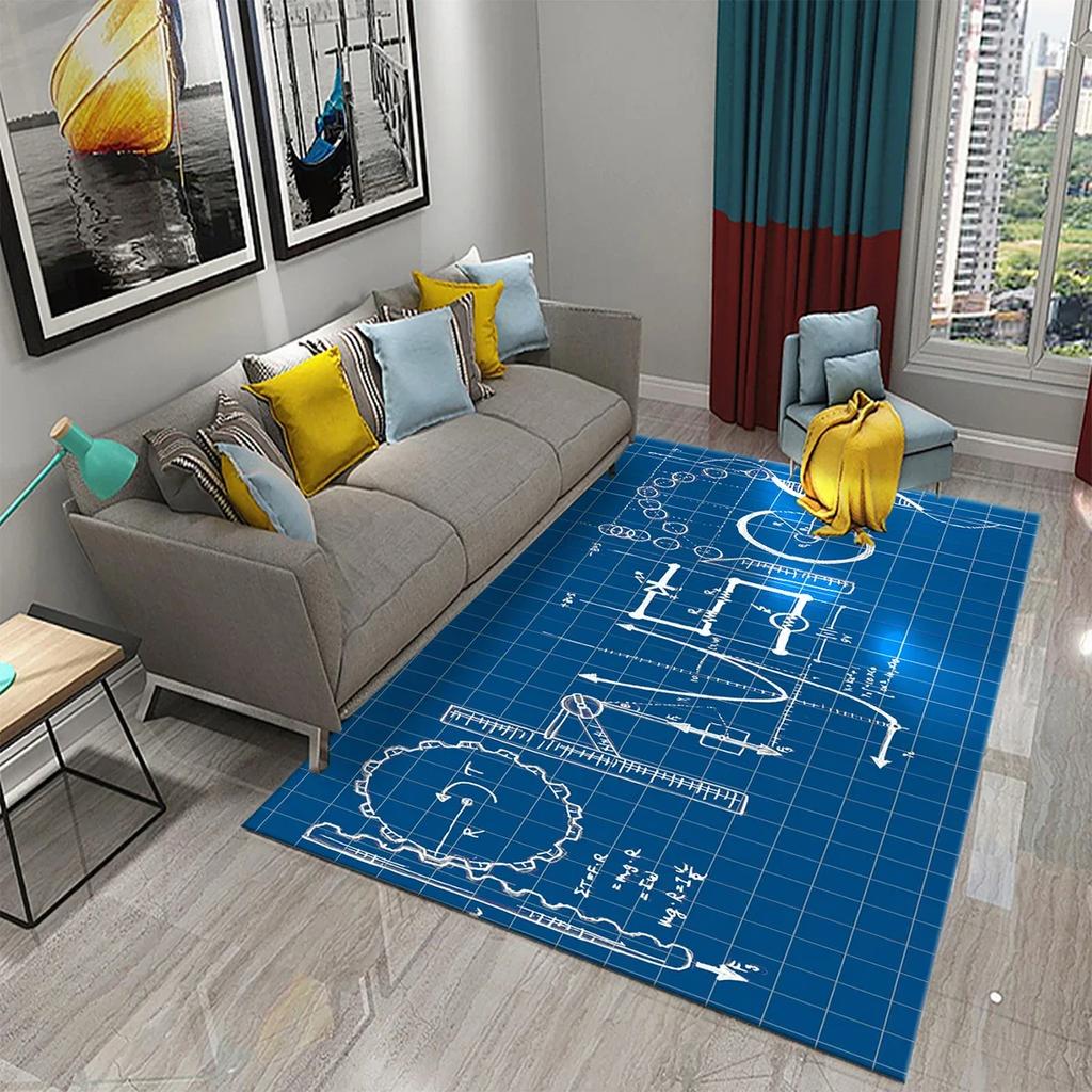 3D Mathematical Formula Carpet Non Slip Educational Rug for Kids Bedroom Bathroom Door Creative Math Mat