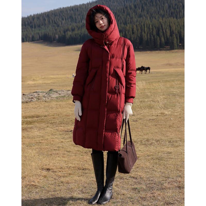 De Mana Women's Hooded Down Jacket with Aerogel & Volcanic Rock Heat Retention