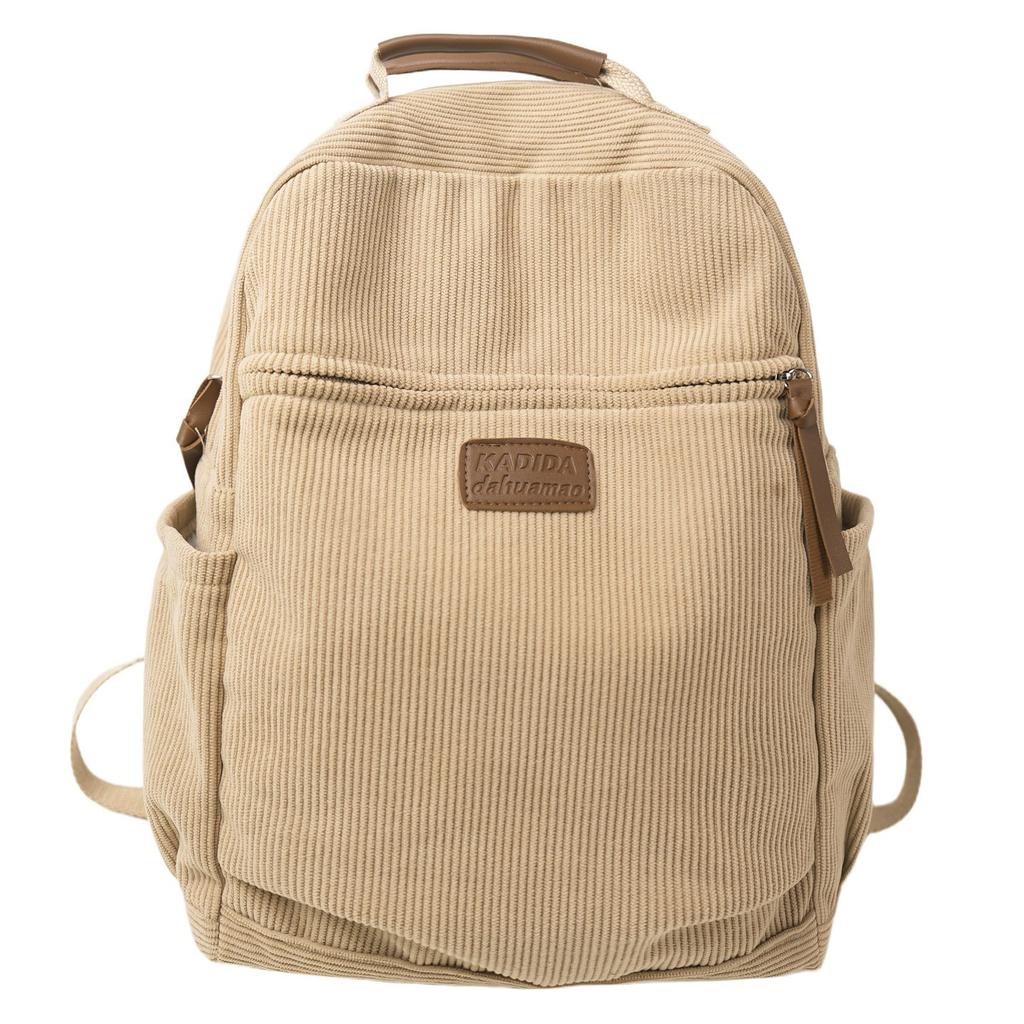 Schoolbag New Large-capacity Backpack for Female Students, Simple and Versatile Corduroy Schoolbag, High-end Commuting Business Trip Backpack Tide