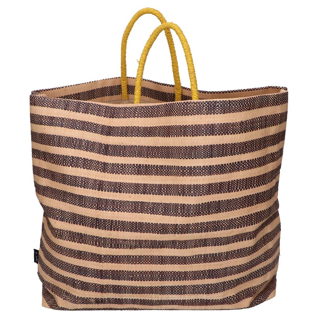 agnes b. MX02-03 Raffia Stripe Tote Bag Natural/Black/YellowUsed