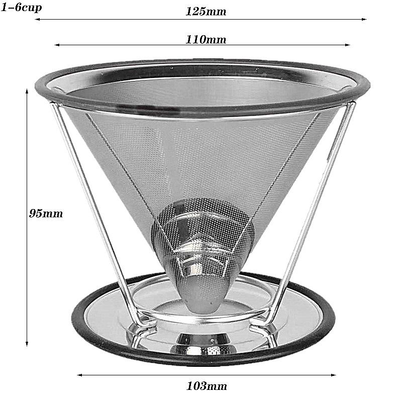 304 Stainless Steel Double Layer Coffee Filter with Stand