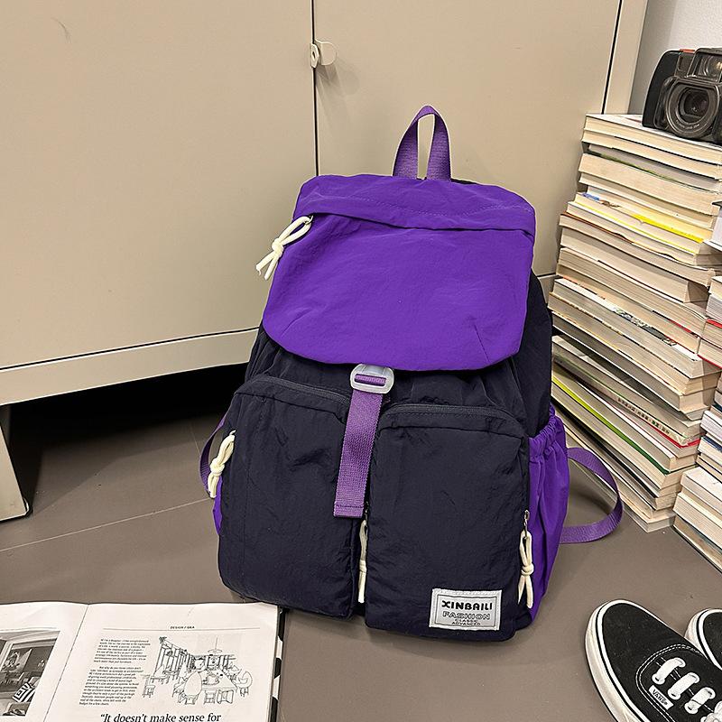 Outdoor japanische Farbkombination Rucksack große Kapazität Mehrfachtaschen Schultasche einfacher lässiger Rucksack Spritzwassergeschützt und verschleißfest