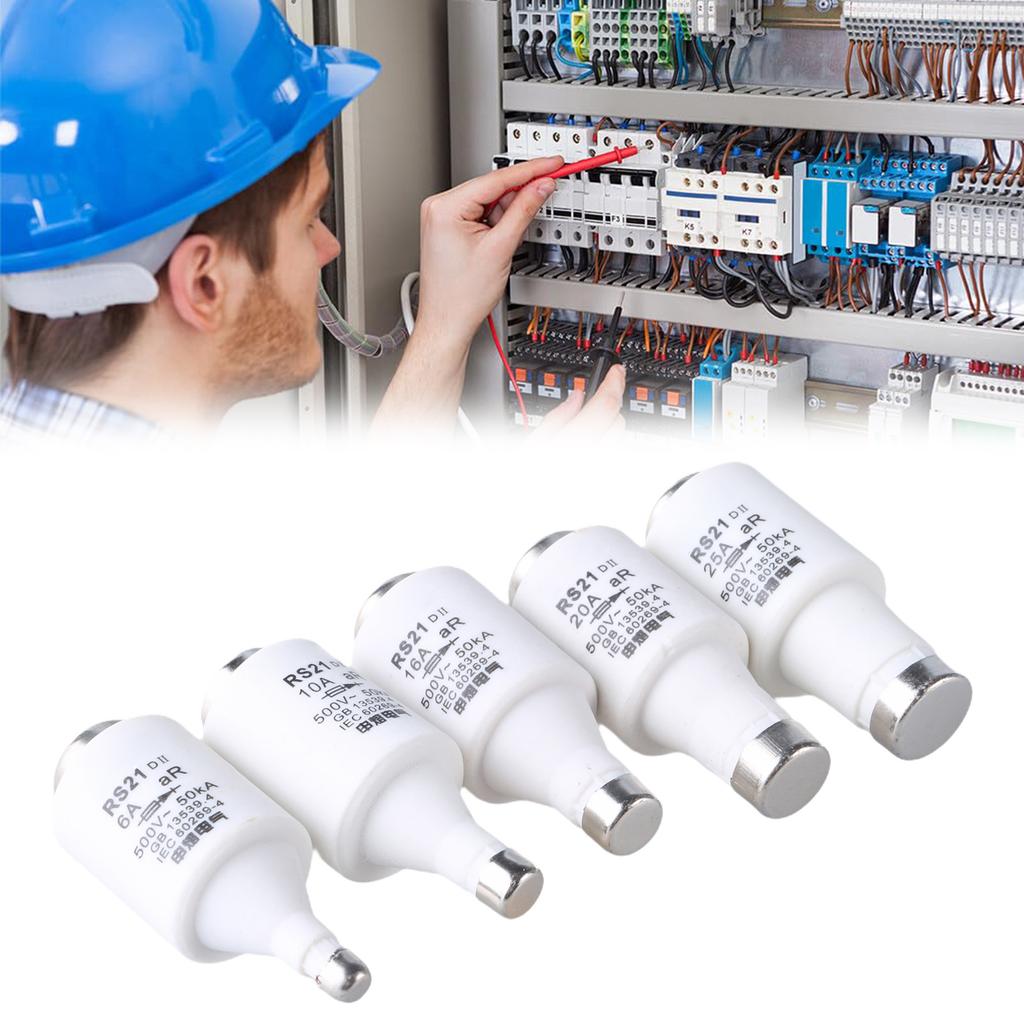 Pack Of 5 Ceramic Spiral Fuses set gG Diazed Fuse Inserts Ceramic Protections 500VAC Multiple Size for Electrical Safety