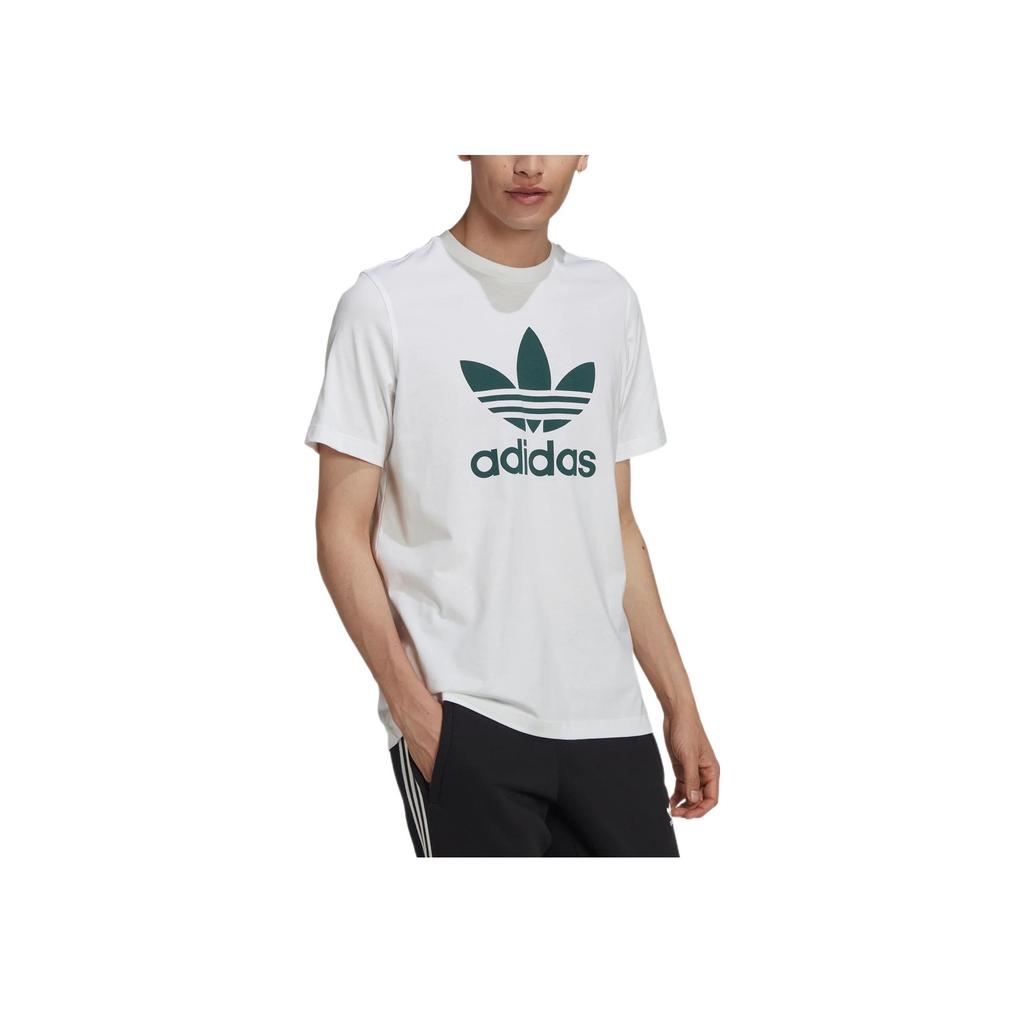 Adidas Originals Trefoil Large Logo Print Crew Neck Short Sleeve T-Shirt Men Tops White HK5227