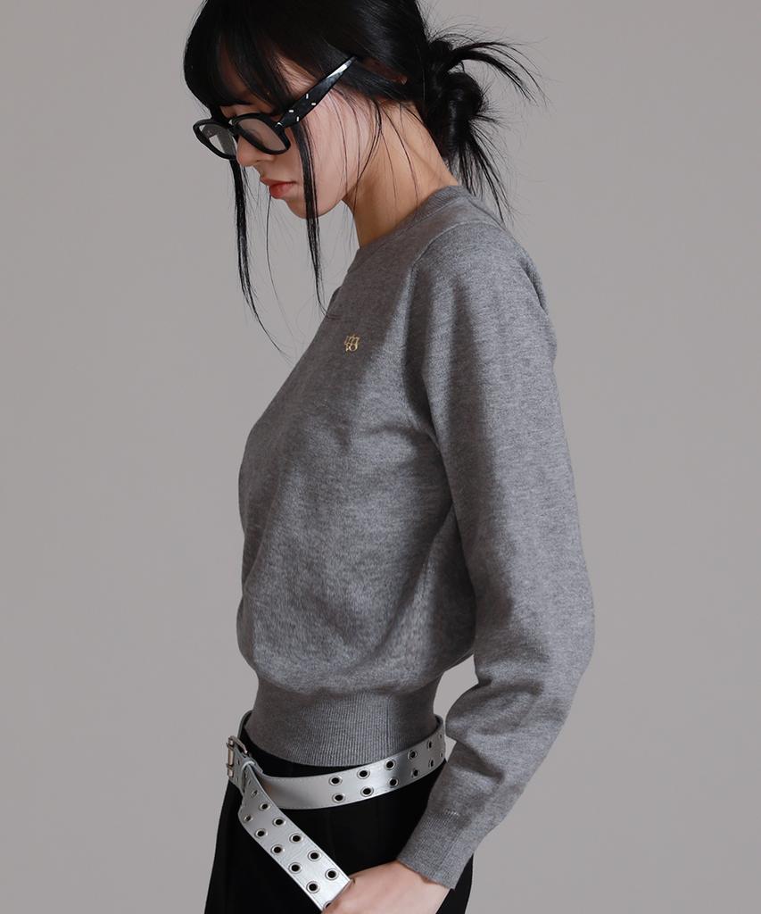 LIKE THE MOST Soft Essential Round Knit_Gray