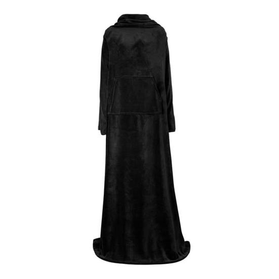 Winter Wearable Blanket with Big Pocket Anti-static Thick Coral Fleece Loose Long Sleeves Solid Color Heat Retention Full Protection Home Blanket