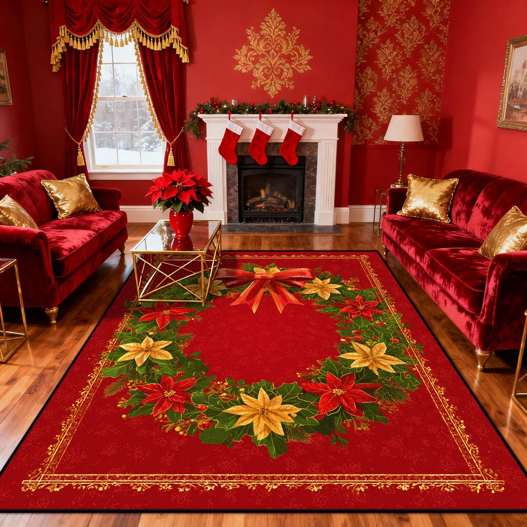 Gorgeous Red Carpet Living Room Large Area Decoration Sofa Area Rugs for Bedroom Cloakroom Non-slip Floor Mats Christmas Gift