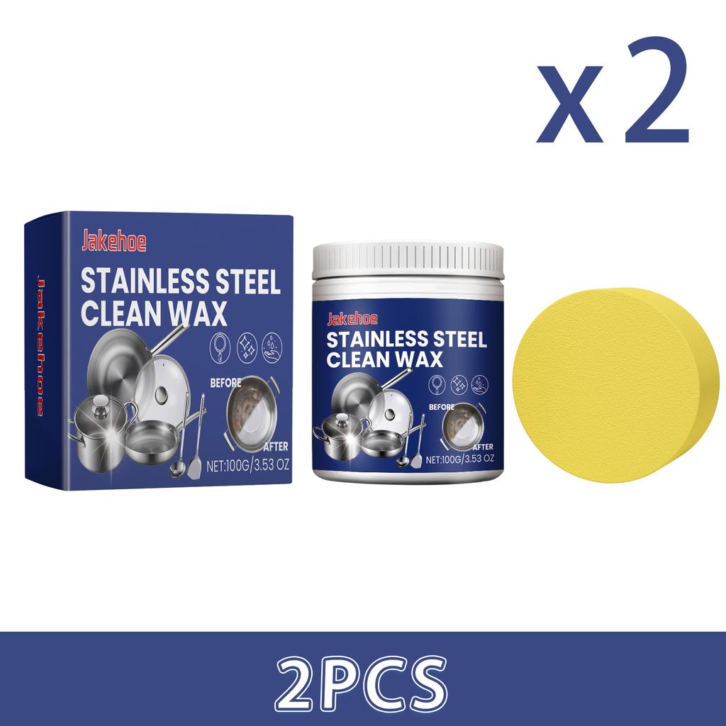 Crema Detergente per Utensili da Cucina in Acciaio Inossidabile Rimozione Ruggine Pentole Crema Lucidante per Alluminio Cromo Macchie Sporco Pulitore Spugna Pennello 100G