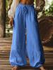 Women's High Waist Drawstring Wide Leg Pants Loose Fit Casual Trousers Multi Colors