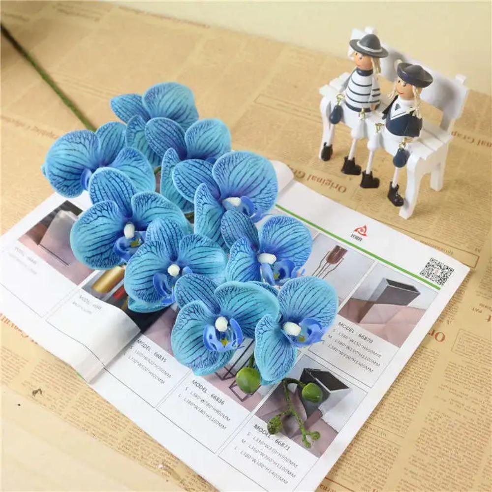 Latex 9-Heads Artificial Butterfly Orchid  3Dprint  Large Size  Fake Phalaenopsis Silicon PU Real Touch Wedding Home Decor