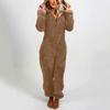 Women Long Sleeve Hooded Jumpsuit Pajamas Casual Winter Warm Rompe Sleepwear