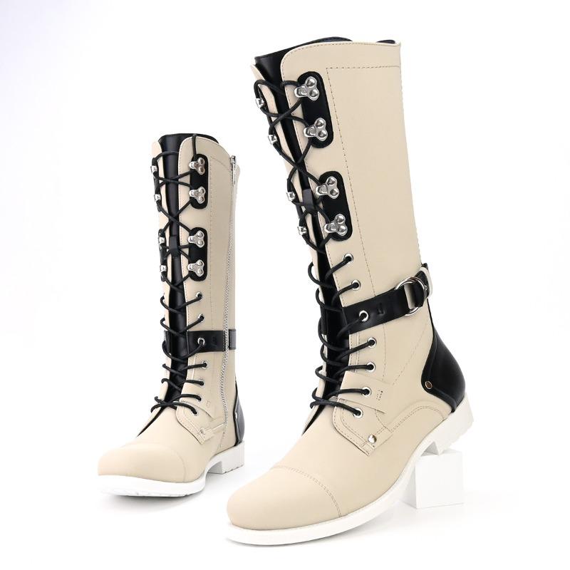 Fashion Luxury Men's Knee High Boots Retro Handmade Leather Boot Fashion Tall  Motorcycle Boots Classic Western Cowboy Boot Botas Hombre