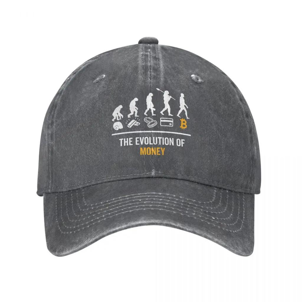Vintage Baseball Cap Snapback Hats The Evolution Of Money Summer Cap Hats Bitcoin Blockchain Crypto Btc Washed Casquette Vintage