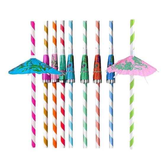 Honeycomb Fruit Paper Straws, Tropical Pineapple Orange Decor Straws for Summer Party, Disposable Drink Straws for Juice