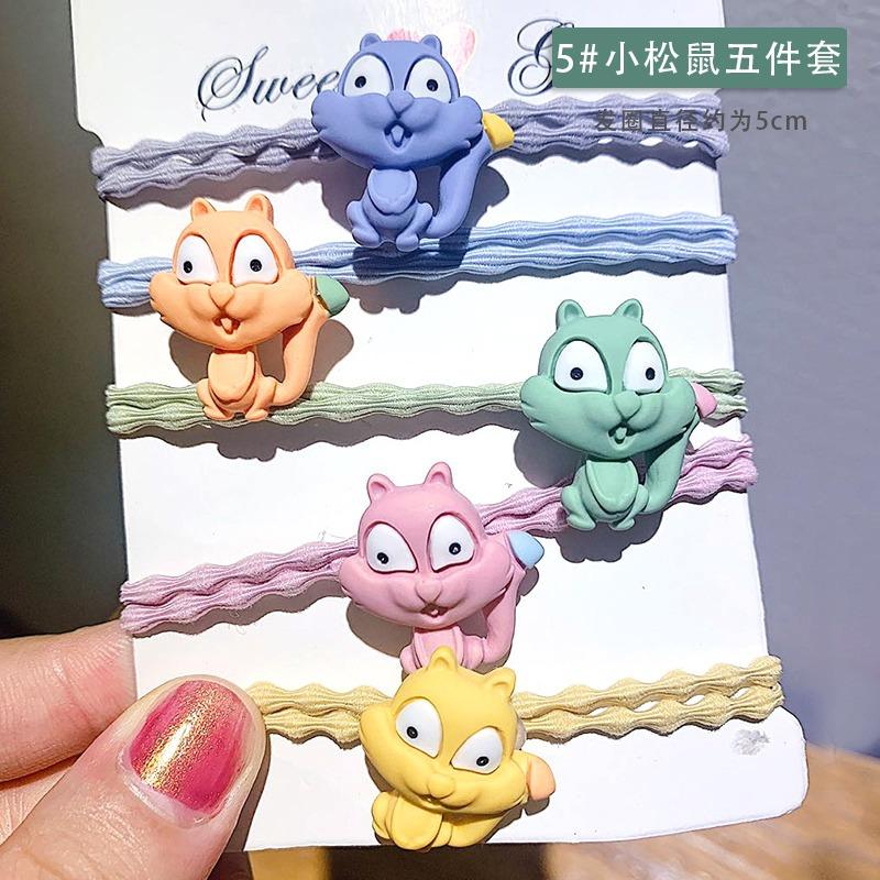 5 Pcs/set Cartoon Animals Flower Children Elastic Hair Rubber Bands Accessories For Girls Kids Scrunchies Tie Hair Rope Holder