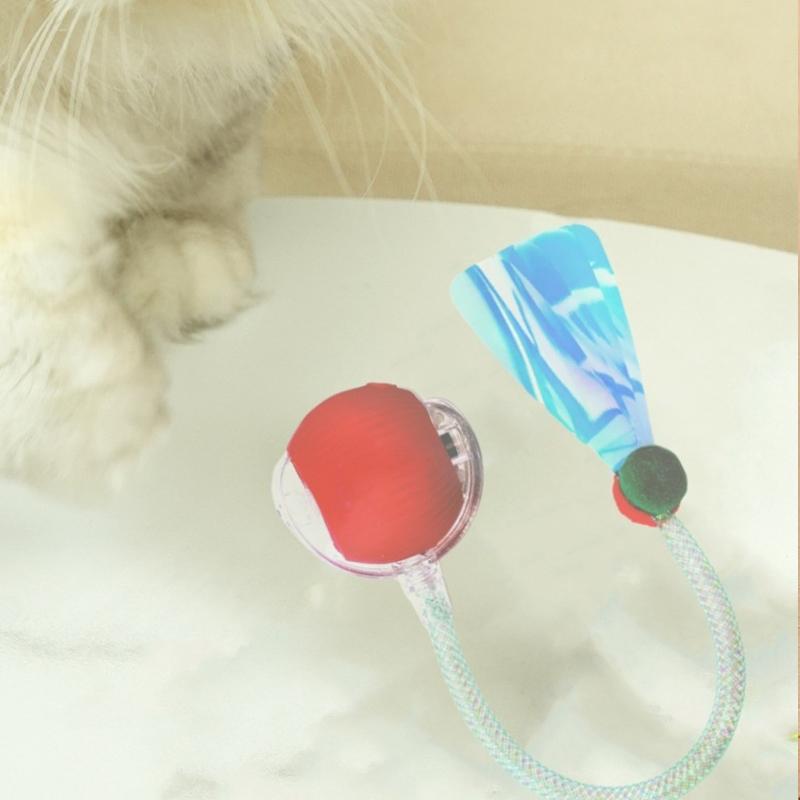 New Cat Interactive Ball Toys Automatic Rolling Ball Faux Tail Rechargeable Smart Pet Electric Toy Cat Training Imitate Mouse