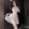 Erotic Underwear, sexy halter lace Seductive Pure Desire pajamas, steel ring Gathering see-through uniform Sleeping dress 1055