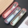 4pcs/set Stainless Steel Portable Fork Spoon Chopsticks Tableware with Storage Box Student Office Worker Cutlery Dinnerware Set