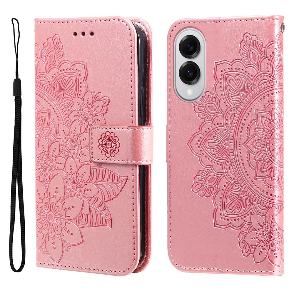

For Samsung Galaxy S25 Edge Case Floral Pattern PU Leather Wallet Stand Phone Cover Pink