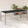 VidaXL Garden Table with Glass Top, Dining Table, Meal Table, Outdoor Patio Terrace Furniture, Light Grey 368128