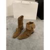 Coarse Heel Suede Brown Maillard Boots Women's Boots Season Skinny Matching Skirt Medium Boots Martin Boots